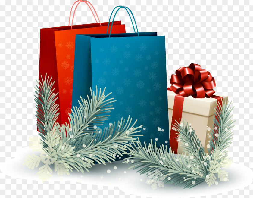 Vector Cartoon Bag Box Gift Christmas Illustration PNG