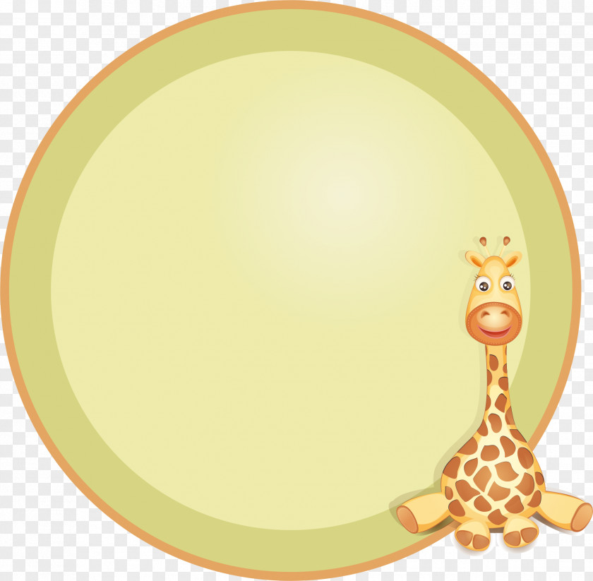 Cute Giraffe Round Border Cartoon Circle PNG