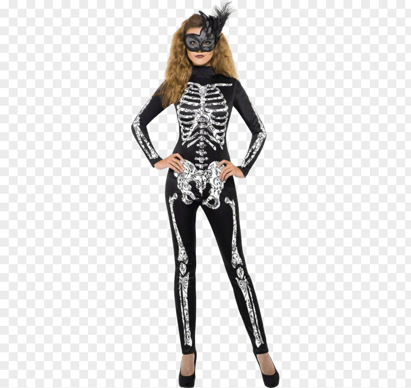 Girls Clothes Pattern Costume Party Halloween Catsuit Skeleton PNG
