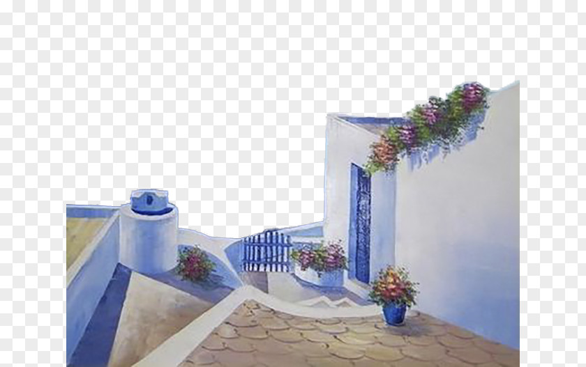Love Sea Seaside Castle Oil Painting Aegean PNG