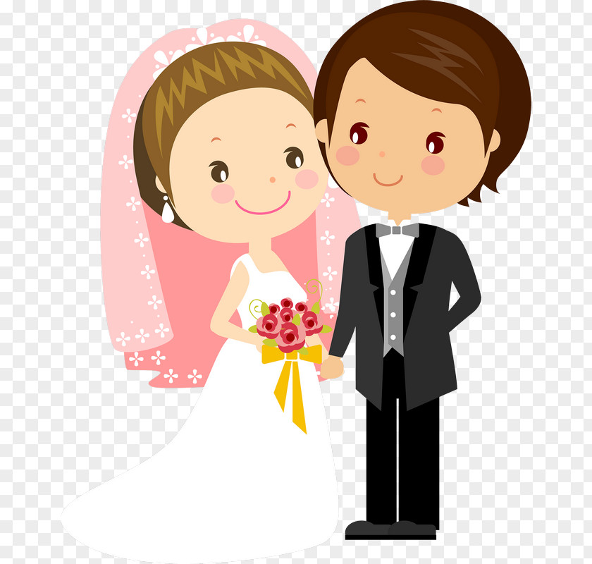 Wedding Couple Invitation Bridegroom Cartoon PNG