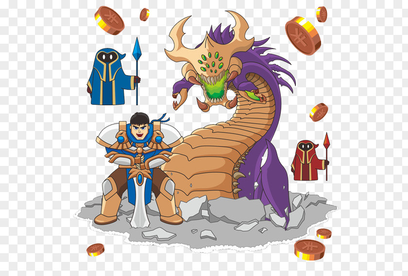 Dragon And Warriors Animation Cartoon Warrior Illustration PNG