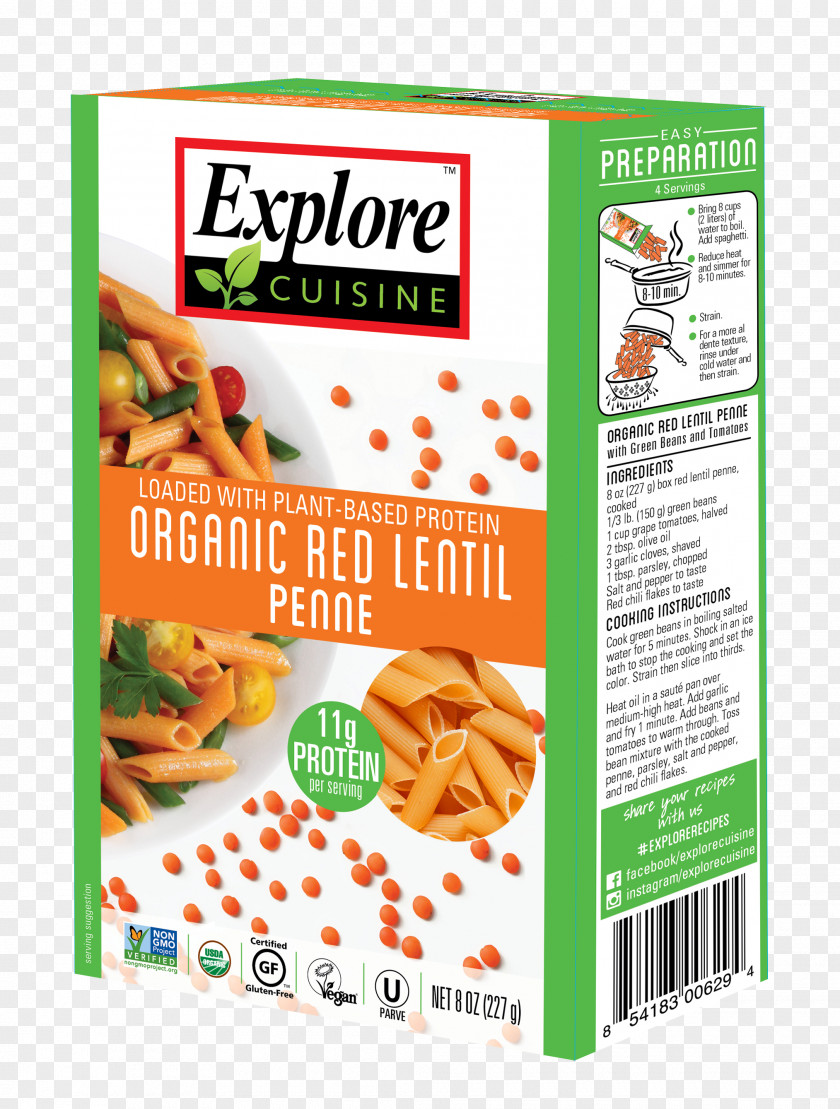 Red Lentil Pasta Organic Food Spaghetti Gluten-free Diet PNG