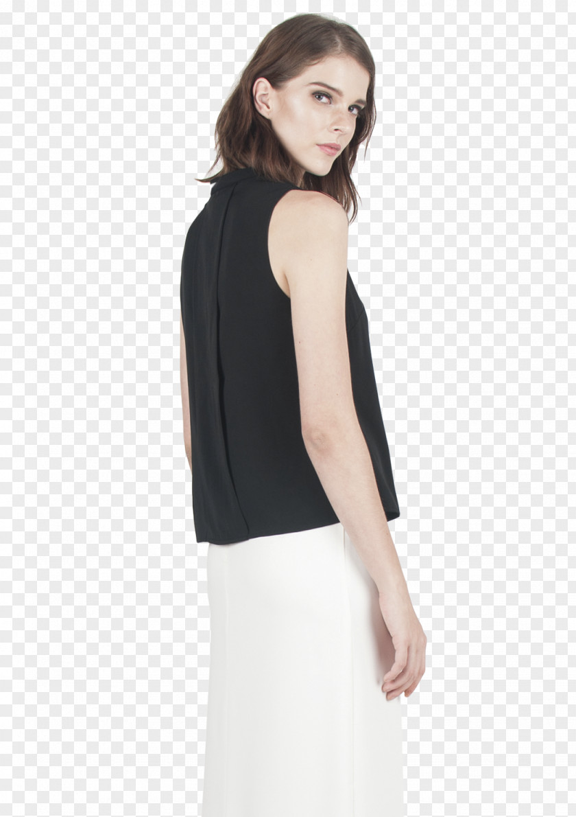 Mandarin Sleeve Shoulder Dress Blouse Formal Wear PNG