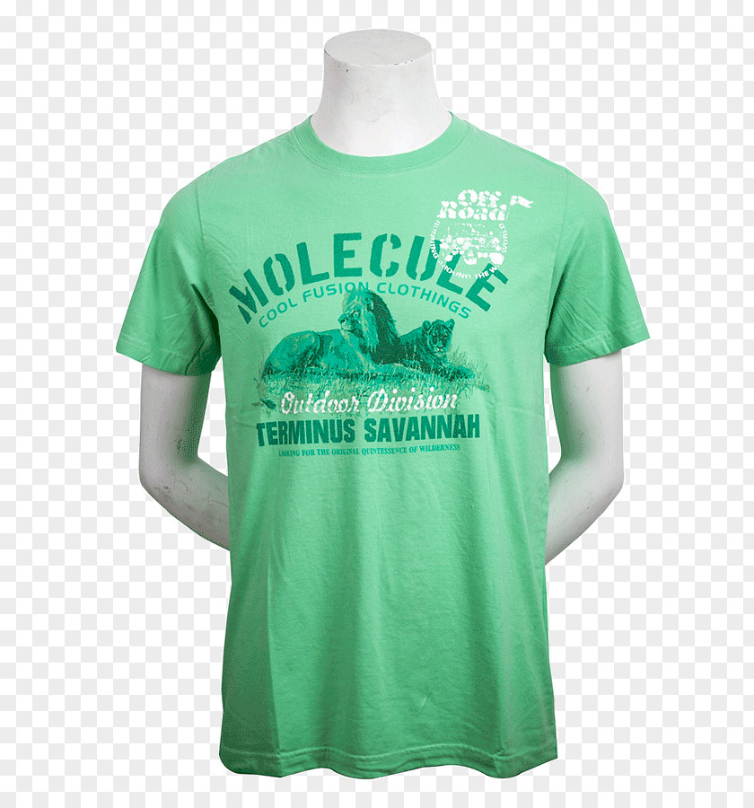 T-shirt Green Blue Molecule White PNG