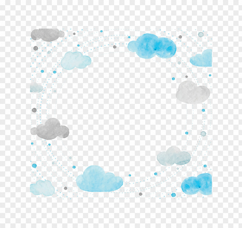 Hand Painted Watercolor Blue Clouds Area Turquoise Pattern PNG