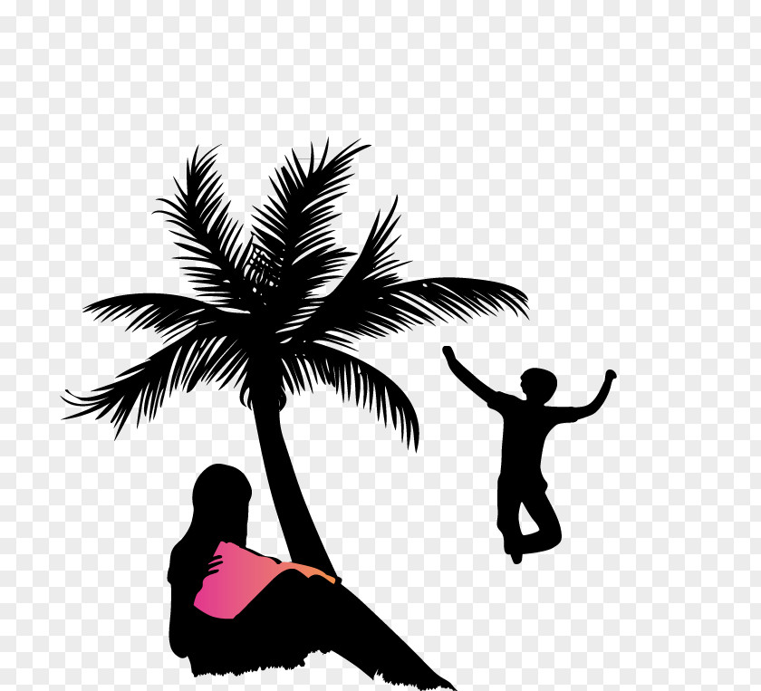 People Silhouettes On The Beach Silhouette Person PNG