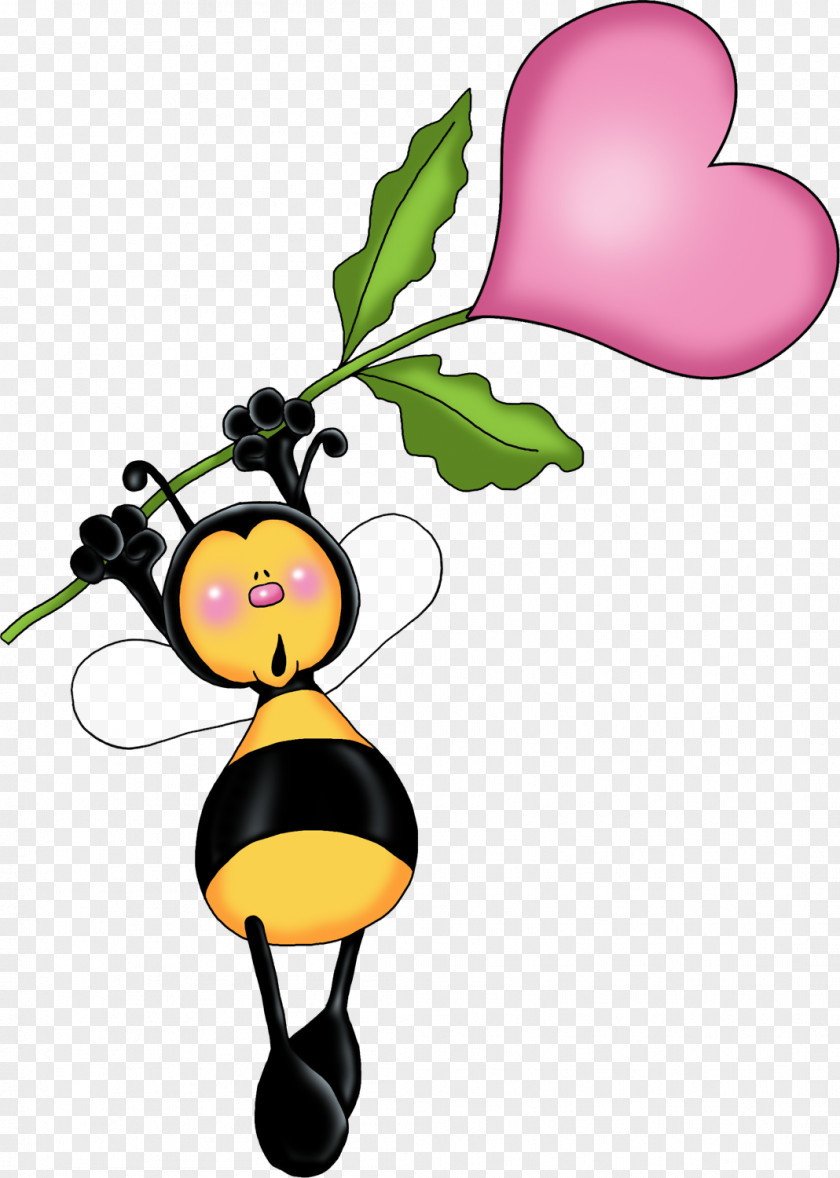 Bee Honey Flower Heart Clip Art PNG