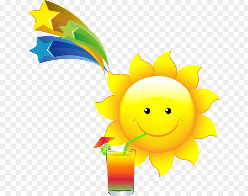 Cartoon Sun Smiley Cocktail Flip Juice Liqueur PNG