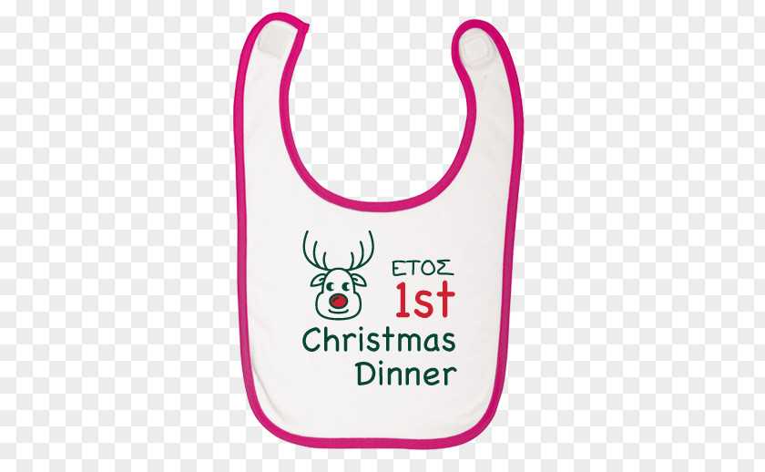 Dinner Family Bib White Green Pizza Fuchsia PNG