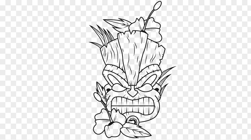 Tiki Floral Beauty Coloring Book Drawing Hawaiian PNG