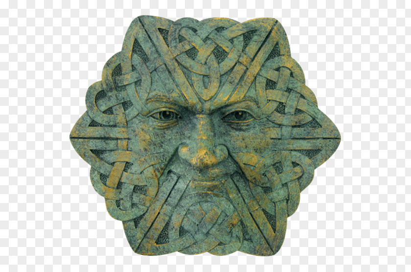 Green Man Stone Carving Celts Celtic Knot Face PNG