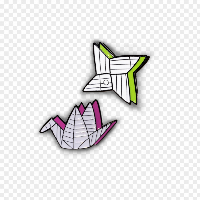 Origami Paper Lapel Pin Embroidered Patch PNG