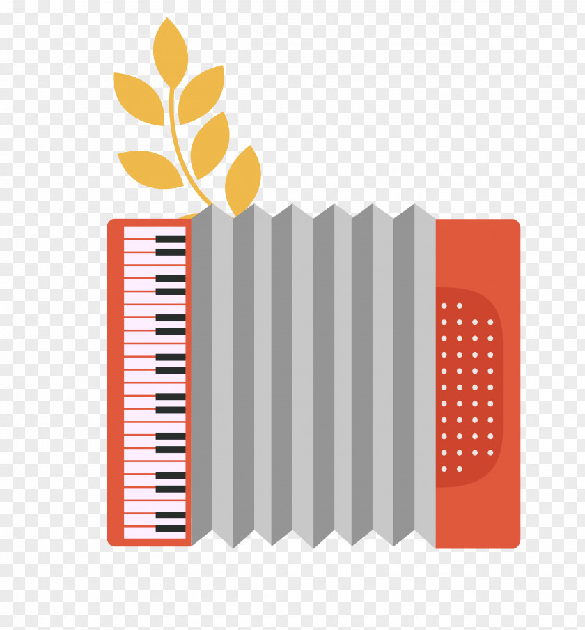 Vector Colored Leaves Decorated With Accordion Instruments Musical Instrument PNG