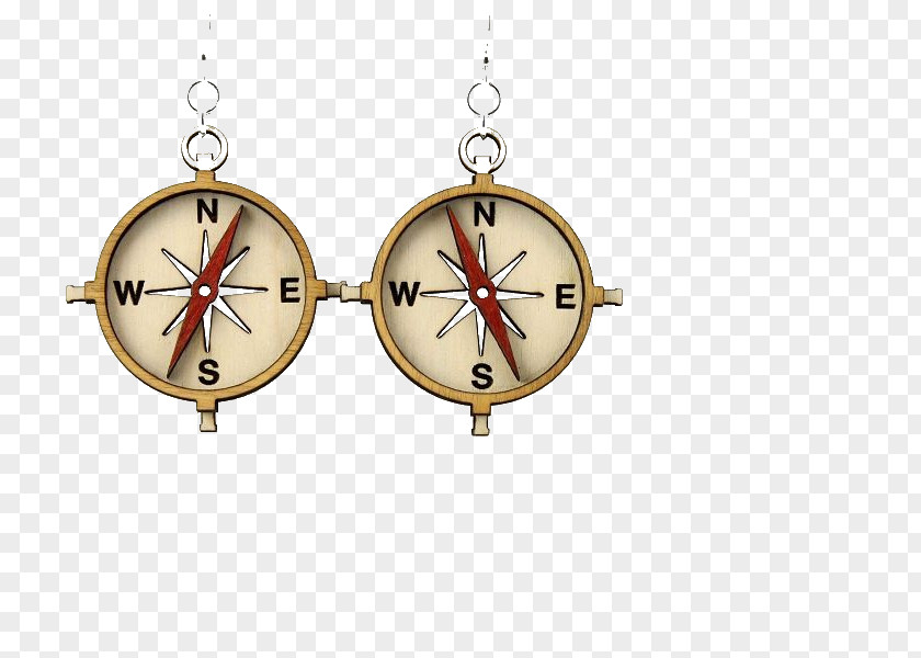 Compass Earring Locket Laser Cutting PNG