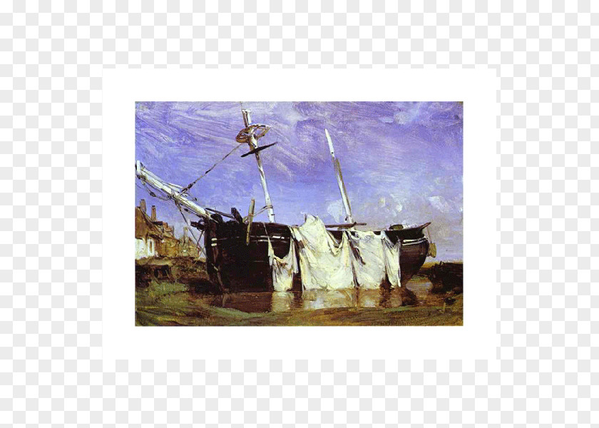 Painting A Boat Beached In Port At Low Tide Book Richard Parkes Bonington PNG