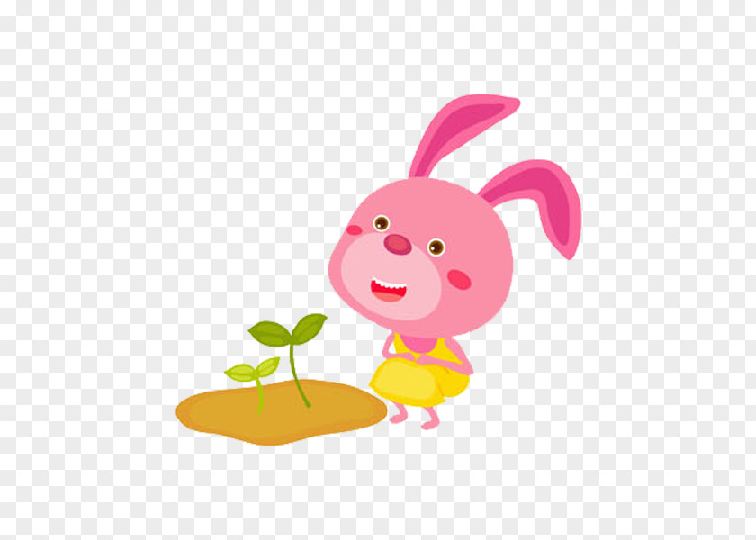 Pink Rabbit Easter Bunny Hare Cartoon Illustration PNG