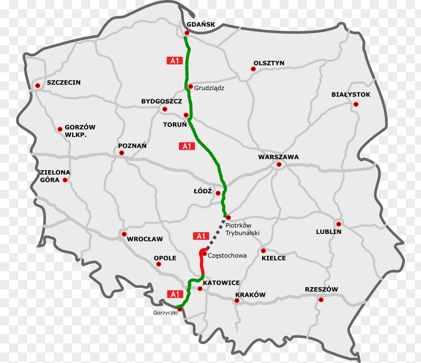 Road A1 Autostrada A2 A4 Highways In Poland Controlled-access Highway PNG