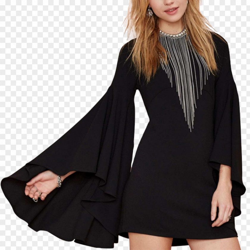 Crepe Bell Sleeve Dress A-line Miniskirt PNG