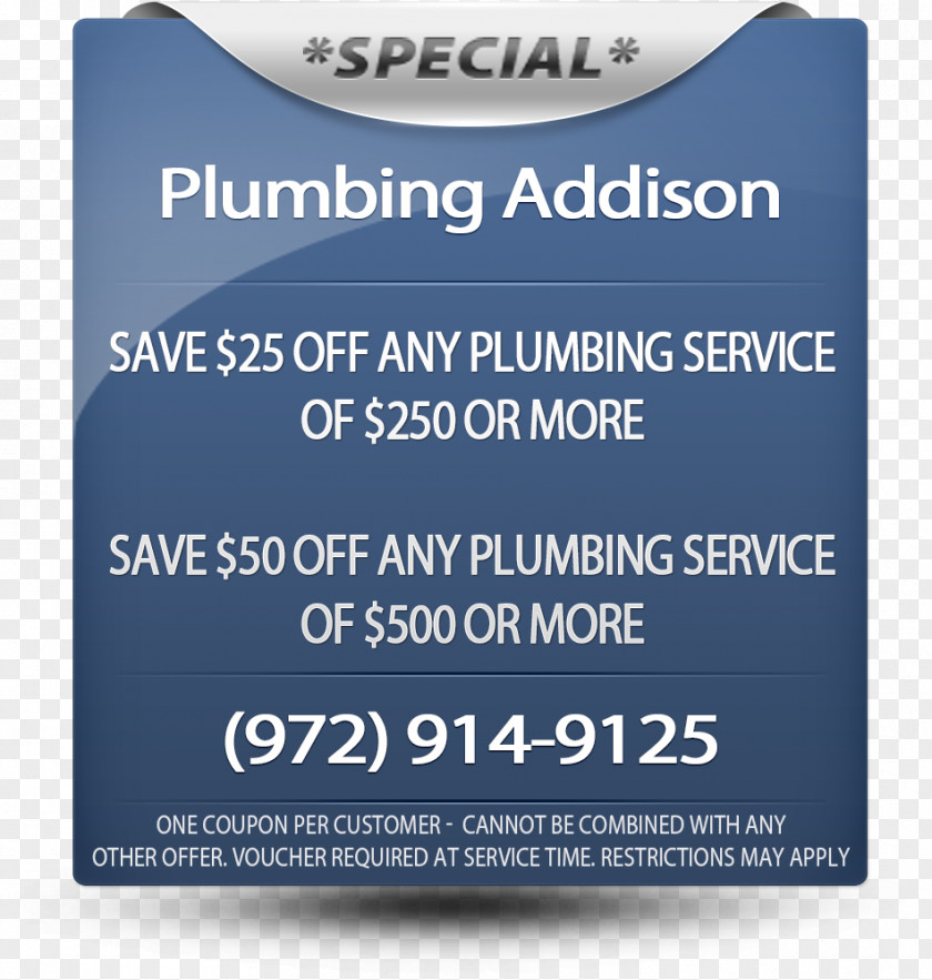 Special Promo Addison Plumber Plumbing Home Repair Leak PNG