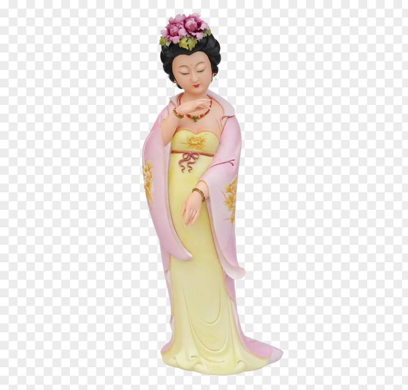 Beautiful Woman On-glaze Decoration Statue PNG