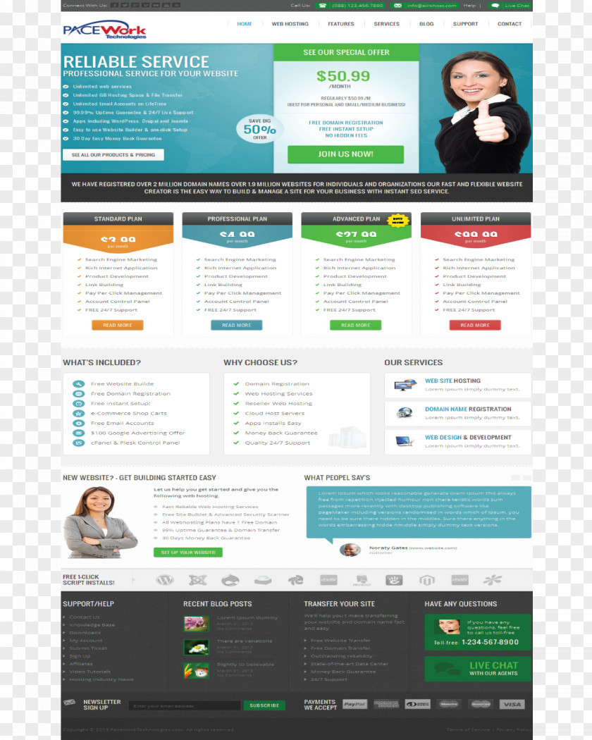 Web Design Responsive Page Hosting Service Template System PNG