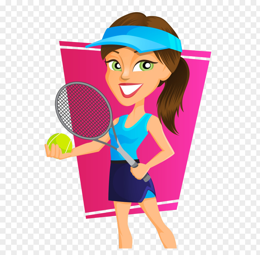 Hand-painted Cartoon Tennis Hat Beauty Adobe Illustrator Illustration PNG