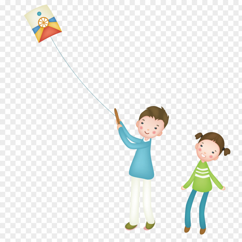 Kite Flying Men And Women Child Illustration PNG