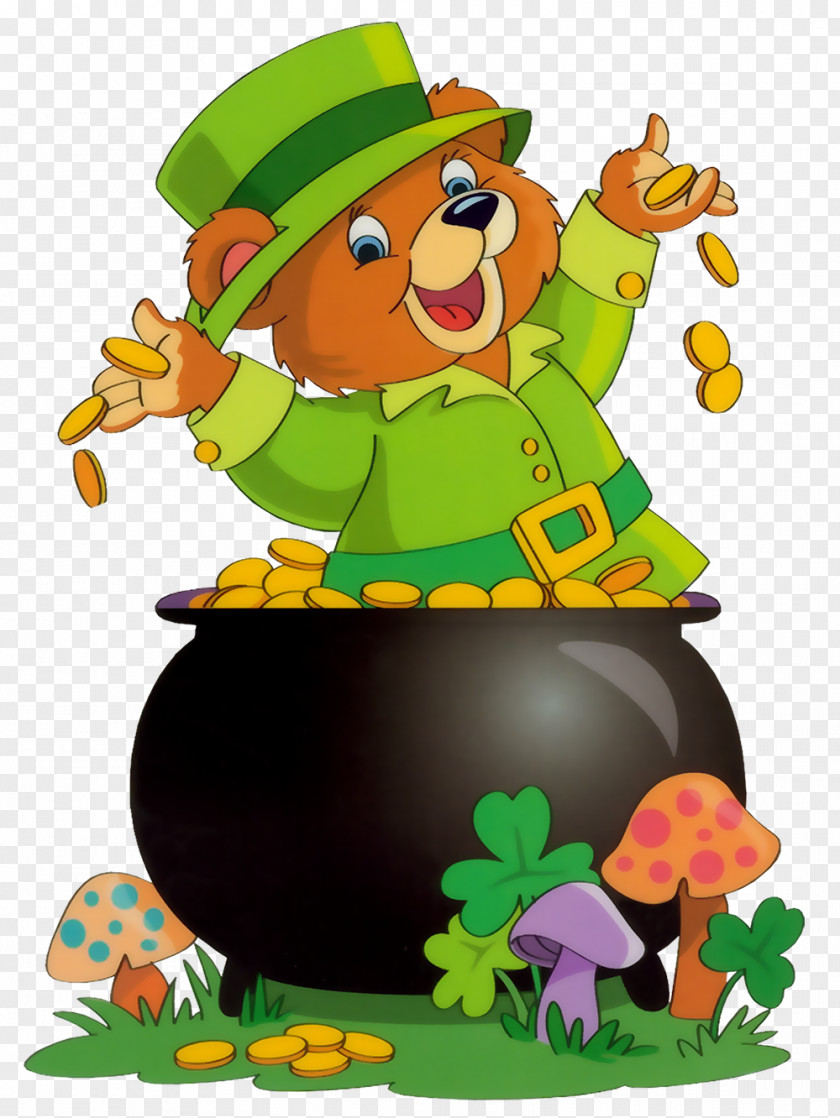 Saint Patrick Bear With Pot Of Gold Patrick's Day Leprechaun Irish People Green Beer Clip Art PNG