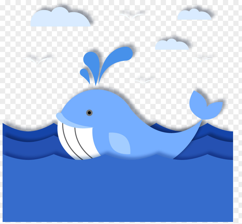 Paper-cut Cute Whale Right Whales Sea PNG