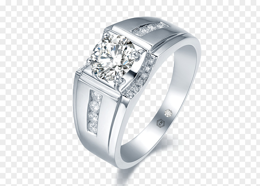 Polished Raw Diamond Ring Wedding Platinum Bezel PNG