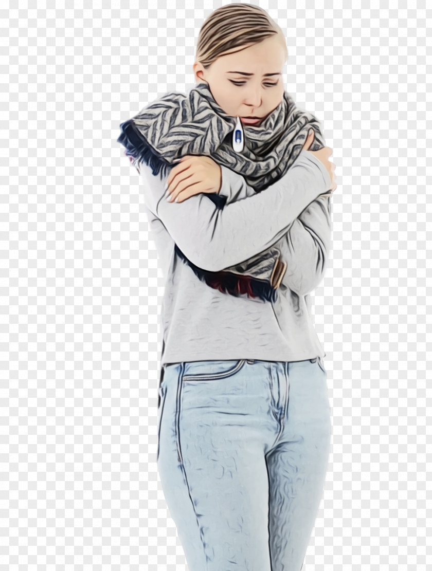 White Clothing Shoulder Scarf Jeans PNG