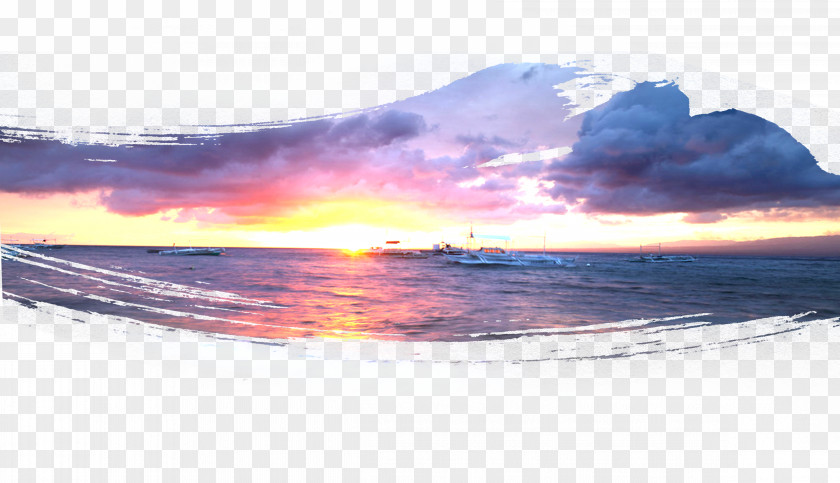 The Sun Rises In Sea Level Effect Element Wallpaper PNG