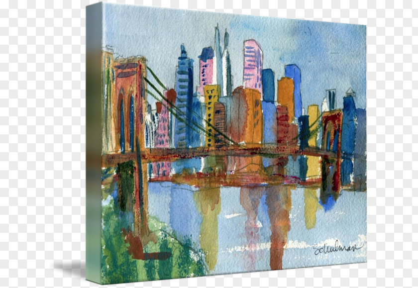 New York City Watercolor Painting Art Skyline PNG