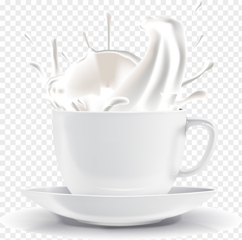White Cup Of Milk Splash Vector Coffee PNG