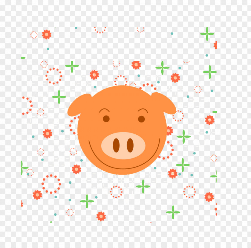 Orange Smiling Pig Cartoon Euclidean Vector PNG