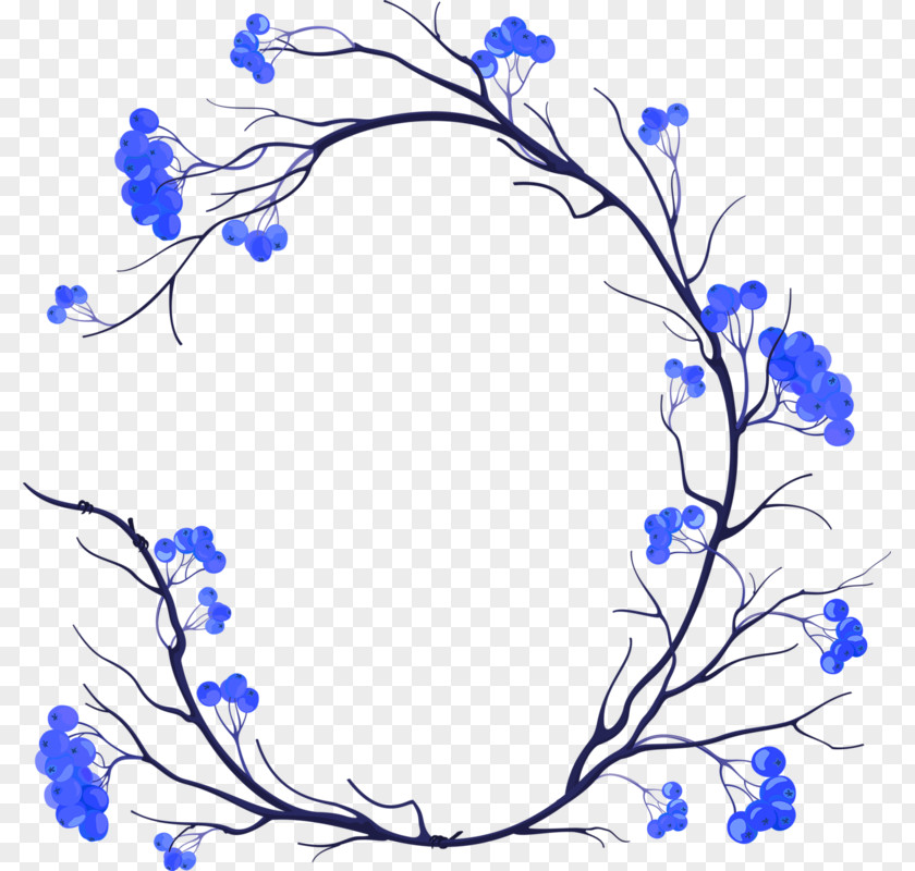 Blueberry Branch Bird Flower Chinoiserie PNG