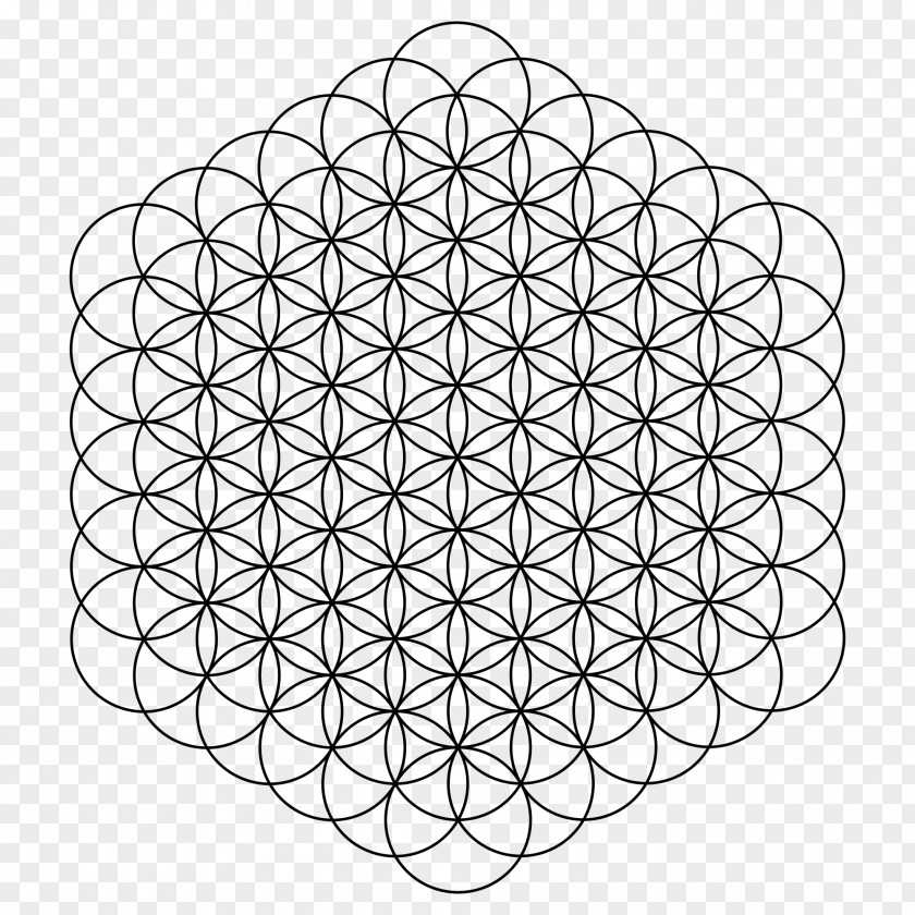 Circle Overlapping Circles Grid Sacred Geometry Drawing PNG