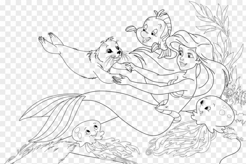 Mermaid Ariel The Prince Melody Coloring Book PNG