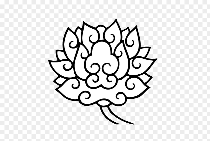 Black And White Lotus Clip Art PNG