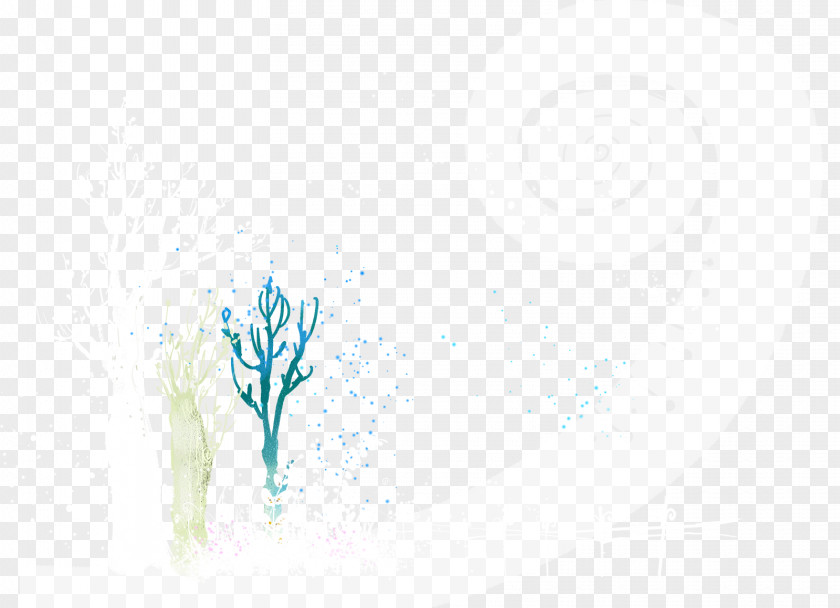 Hand-painted Cartoon Snow Grasses Sky Computer Wallpaper PNG