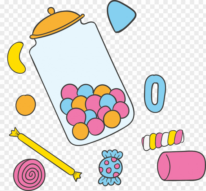 Vector Cartoon Hand-painted Candy Combination Clip Art PNG
