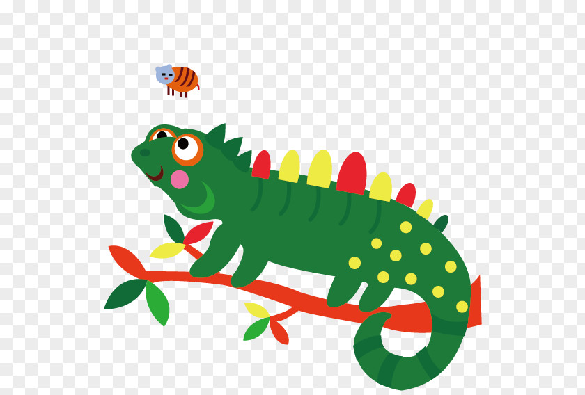 Green Cartoon Chameleon Chameleons Lizard PNG