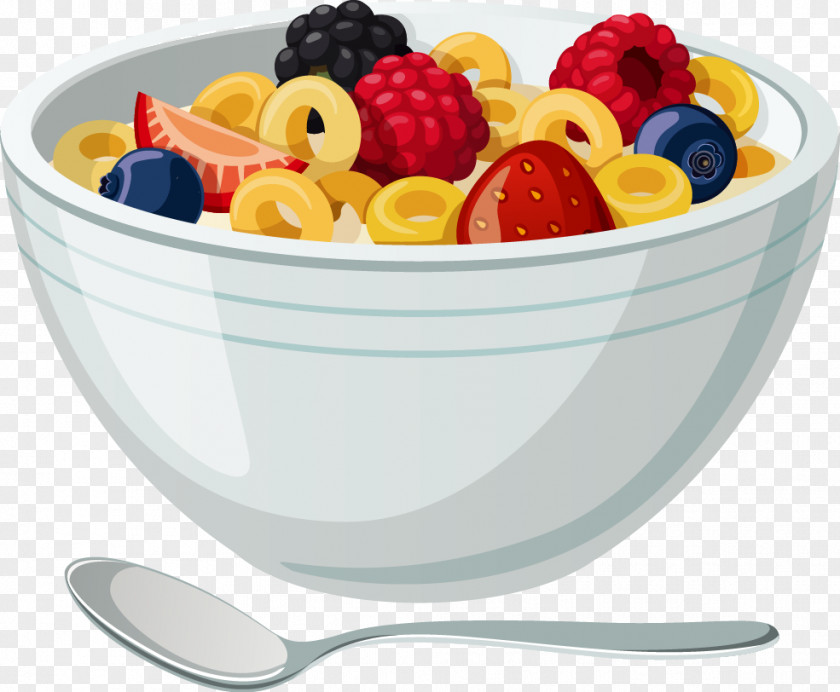 Fruit Salad Breakfast Fried Egg Bacon Food Cartoon PNG