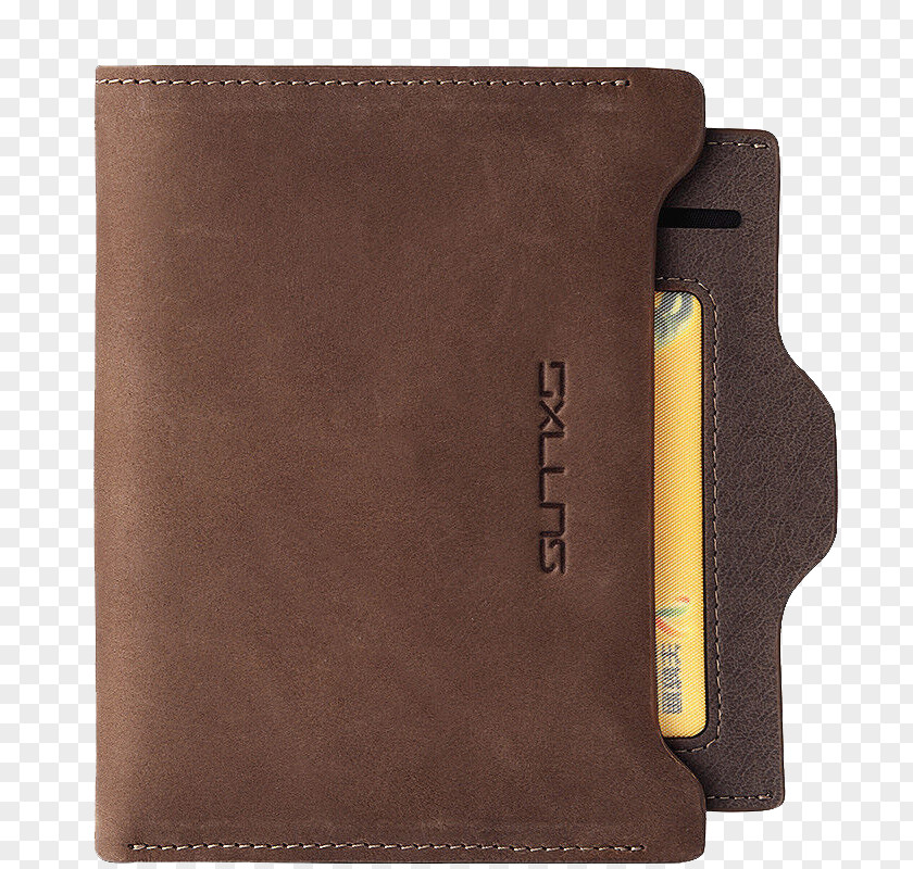 Men's Brown Wallet Leather Handbag PNG