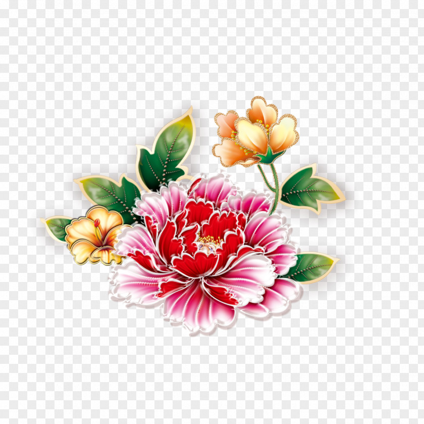 Chinese Peony Moutan Motif Floral Design PNG