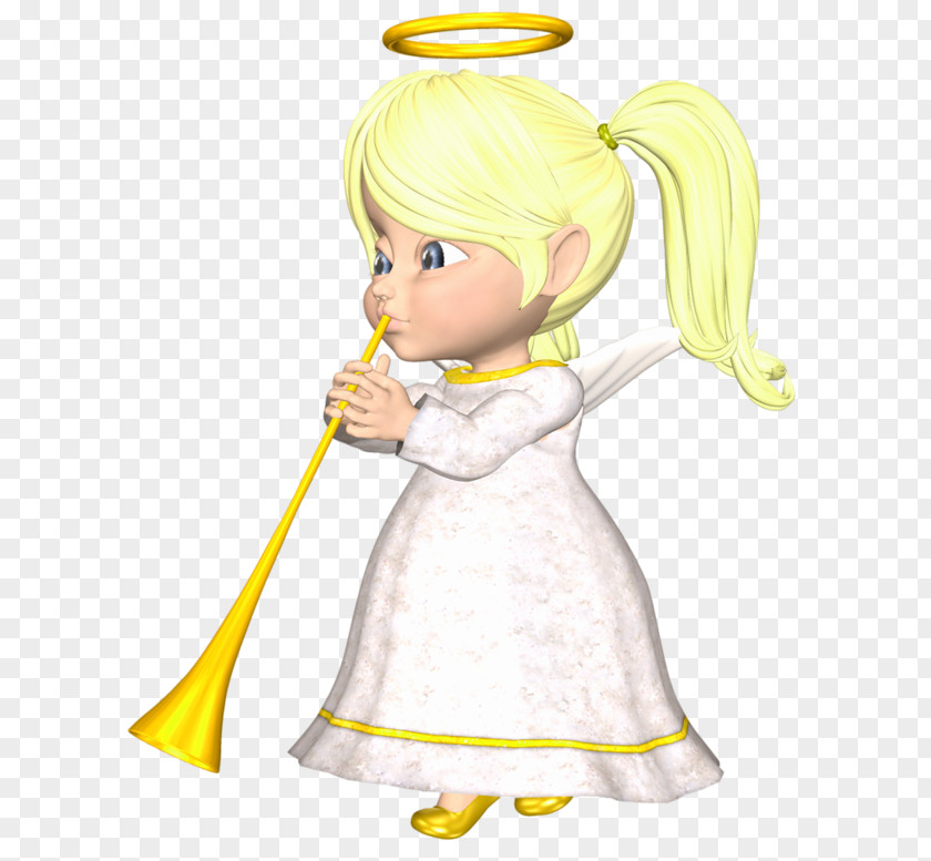 Cute Blonde Angel With Horn Large Clipart Clip Art PNG