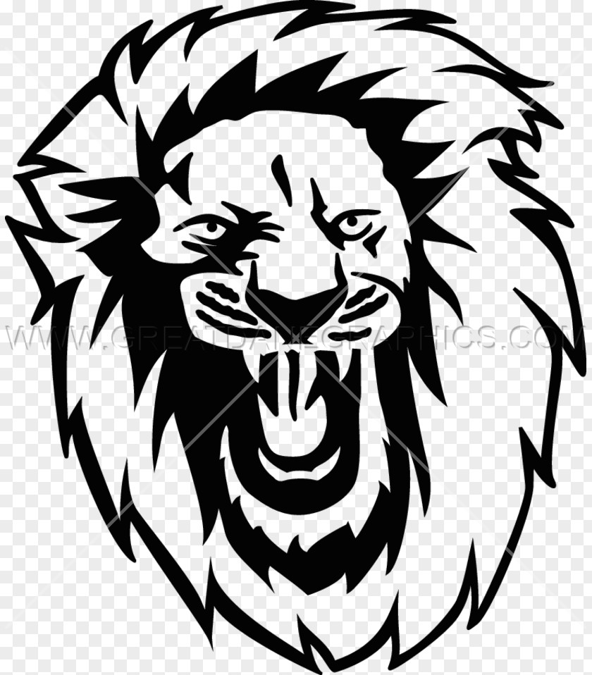 Lion Head Roar Printed T-shirt Clip Art PNG