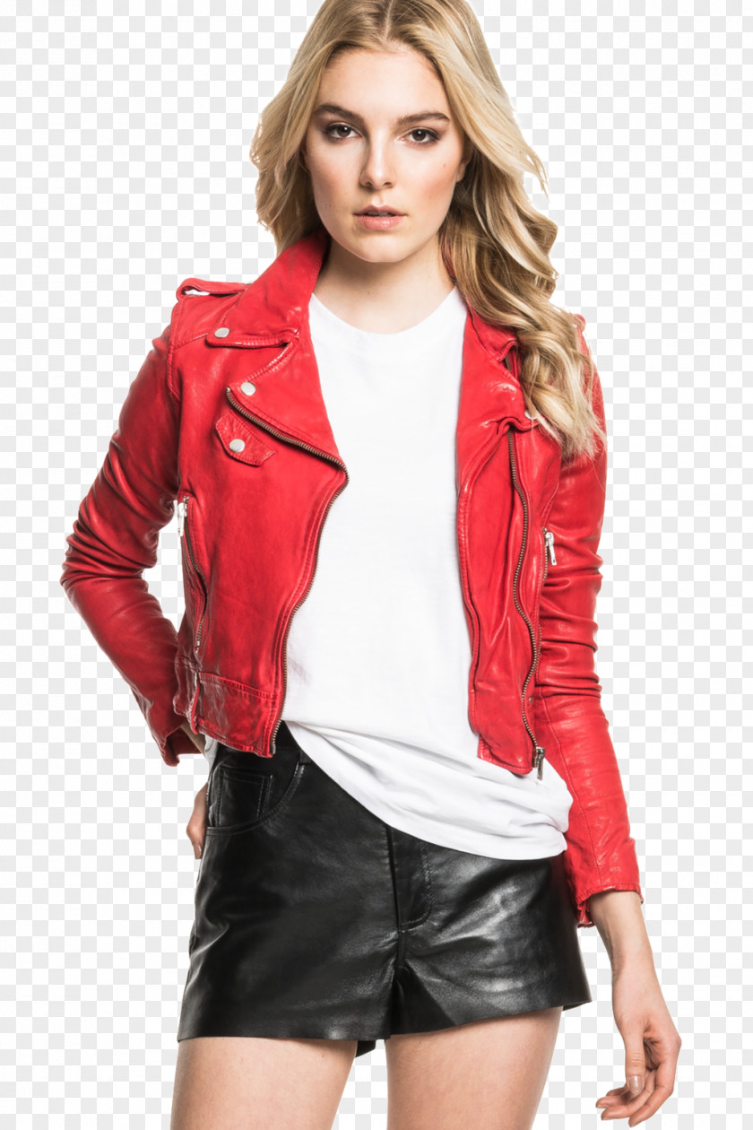 Red Jacket Leather Crop Top Coat PNG