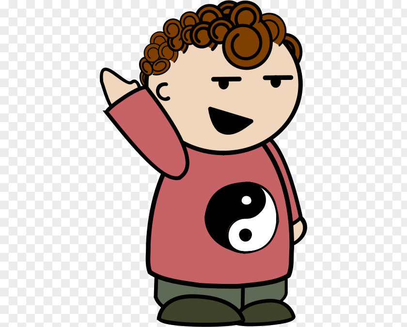 Boy Pointing Yin And Yang Clip Art PNG